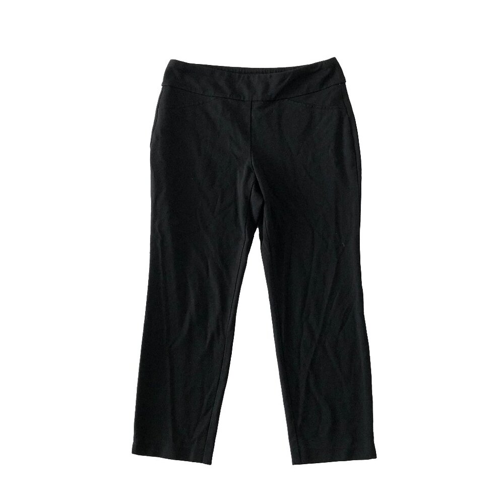 Charter Club Womens 10 Black Cambridge Slim Straight Stretch Pull On Dress Pants